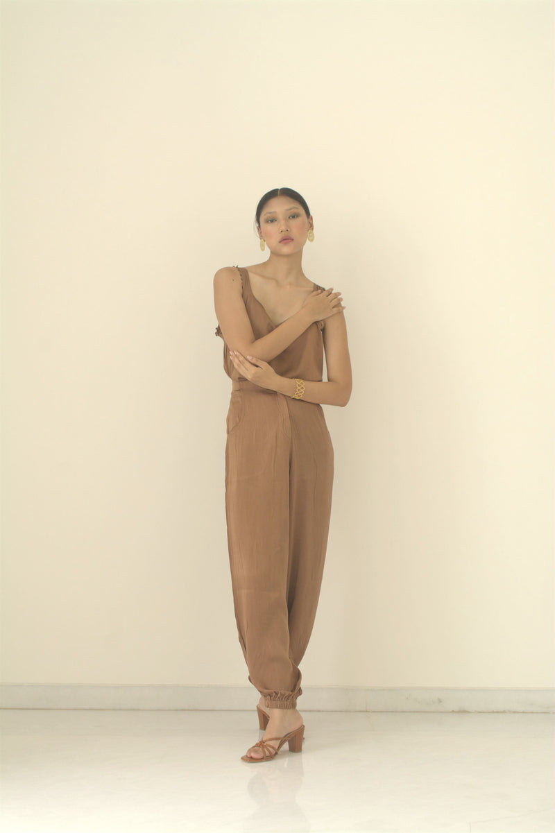 New Season Summer to Fall 2024-Top Lounge Silk Brown-TB/S/014-Suzanne-Fashion Edit Hemji - Shop Cult Modern