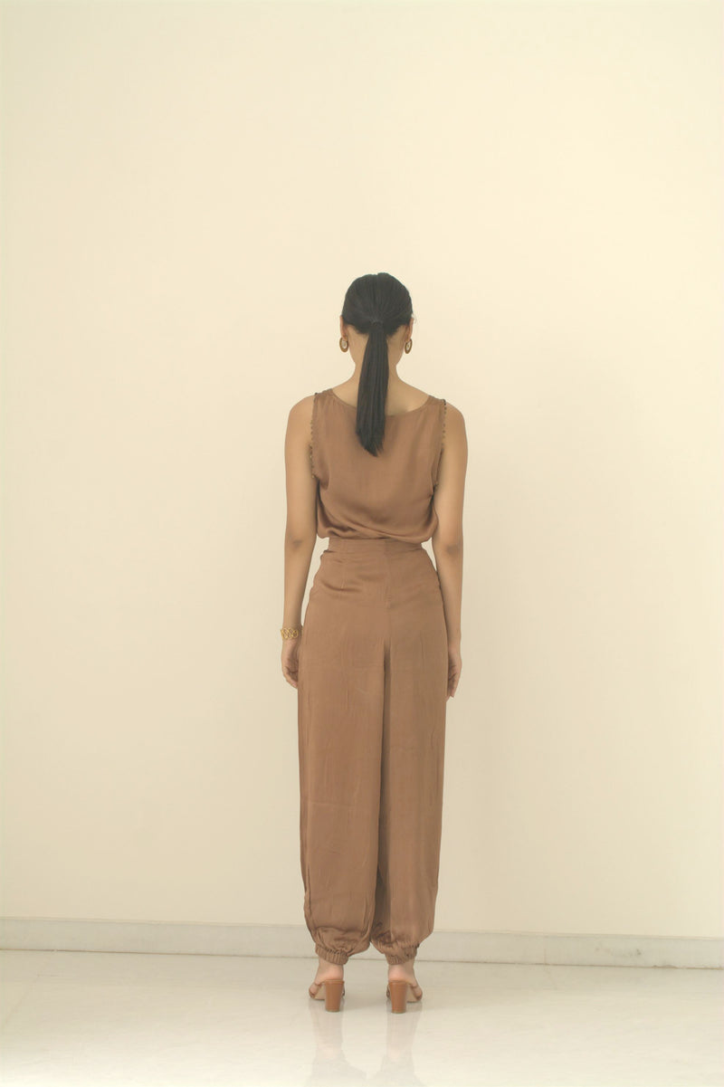 New Season Summer to Fall 2024-Top Lounge Silk Brown-TB/S/014-Suzanne-Fashion Edit Hemji - Shop Cult Modern