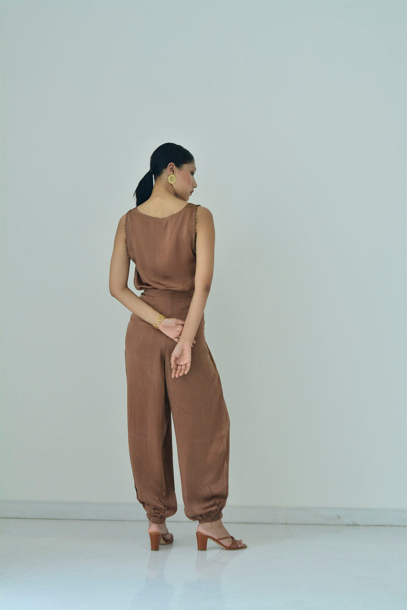 New Season Summer to Fall 2024-Pants Balloon Fit Silk Brown-TB/S/005-Suzanne-Fashion Edit Hemji - Shop Cult Modern