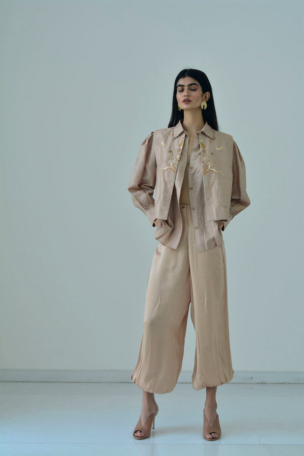 New Season Summer to Fall 2023-Jacket Embroidered Silk Off White-CR/TS/061-Suzanne-Fashion Edit Hemji - Shop Cult Modern