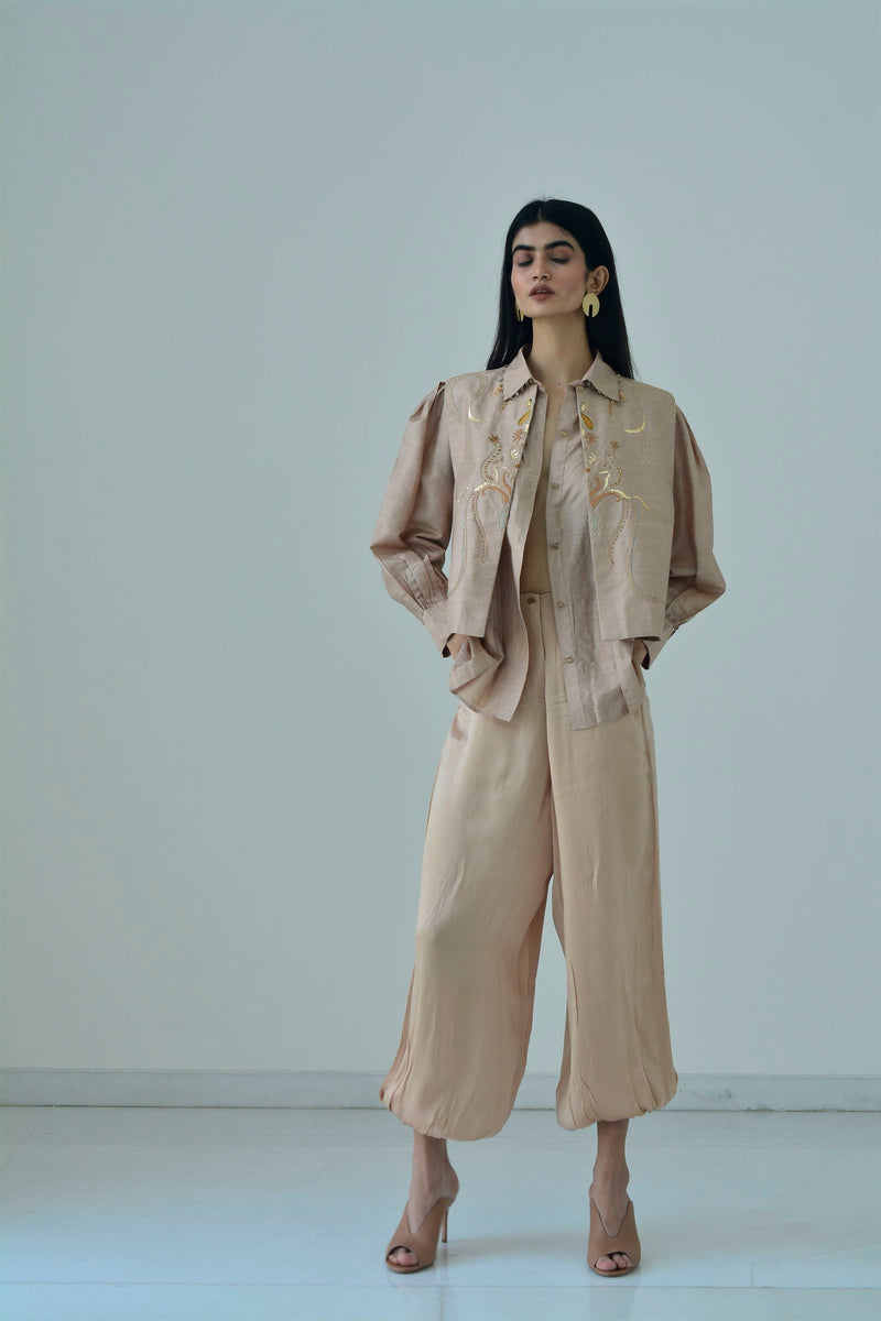 New Season Summer to Fall 2024-Jacket Embroidered Silk Off White-CR/TS/061-Suzanne-Fashion Edit Hemji - Shop Cult Modern