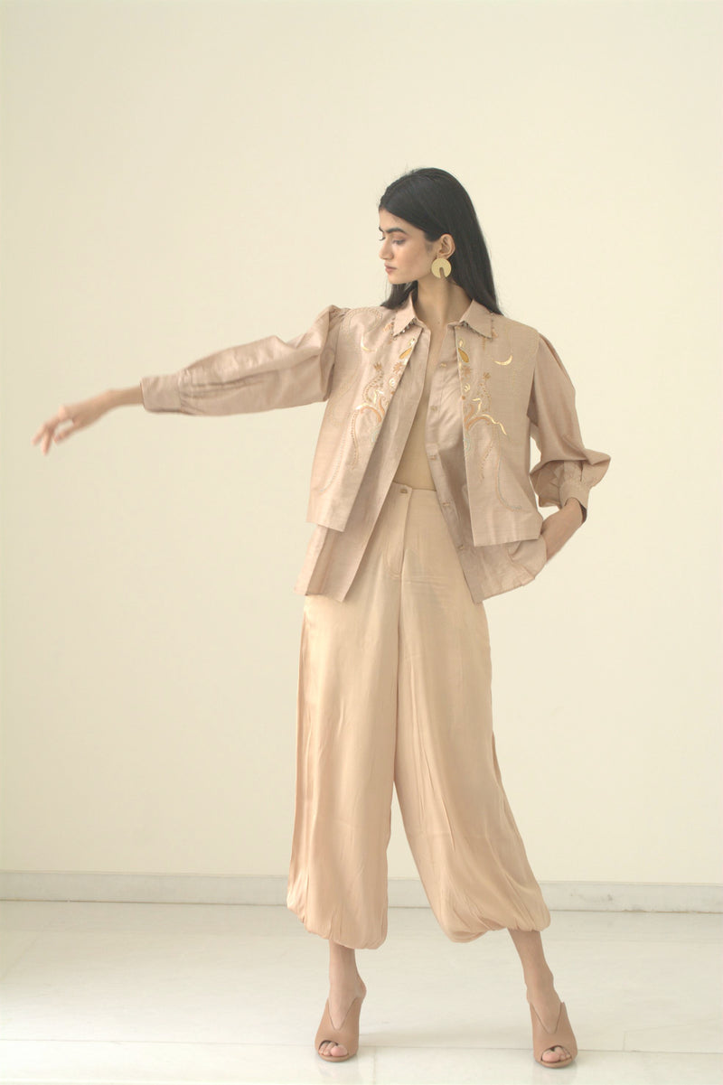 New Season Summer to Fall 2023-Shirt Pleated Silk Off White-CR/TS/035-Suzanne-Fashion Edit Hemji - Shop Cult Modern