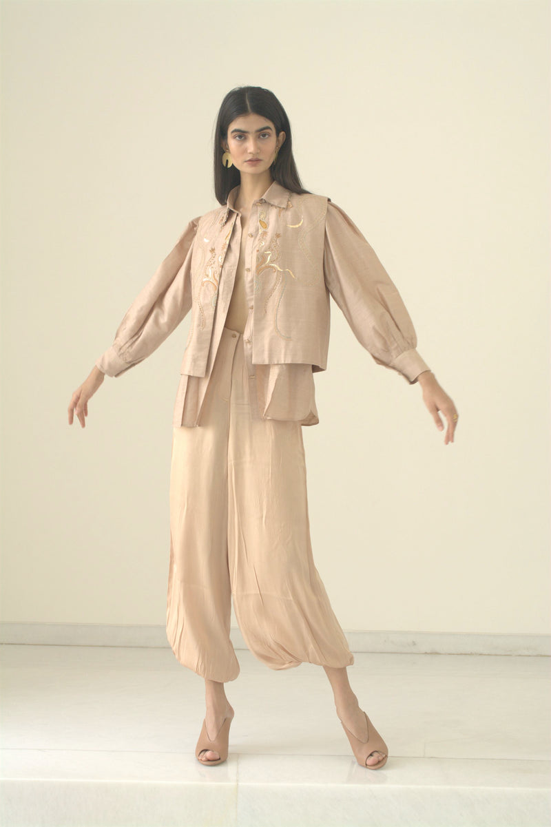 New Season Summer to Fall 2023-Shirt Pleated Silk Off White-CR/TS/035-Suzanne-Fashion Edit Hemji - Shop Cult Modern