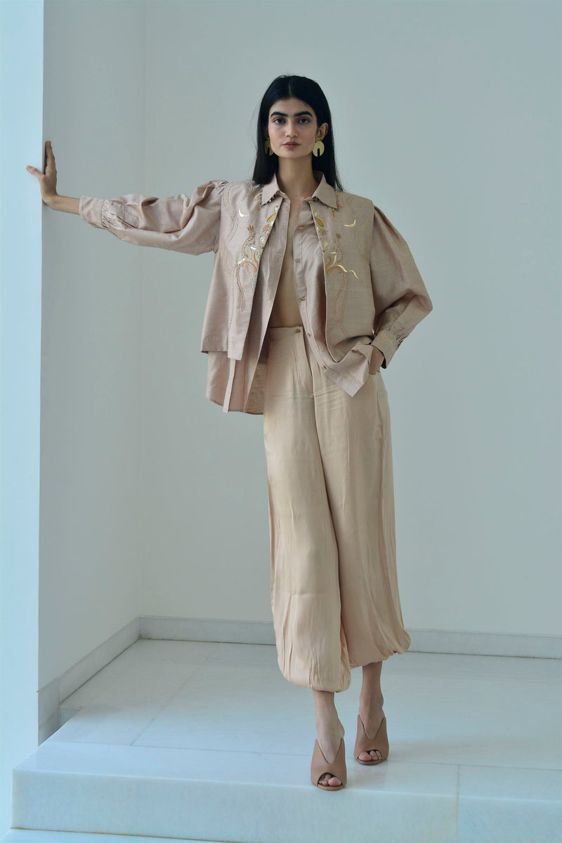 New Season Summer to Fall 2024-Jacket Embroidered Silk Off White-CR/TS/061-Suzanne-Fashion Edit Hemji - Shop Cult Modern