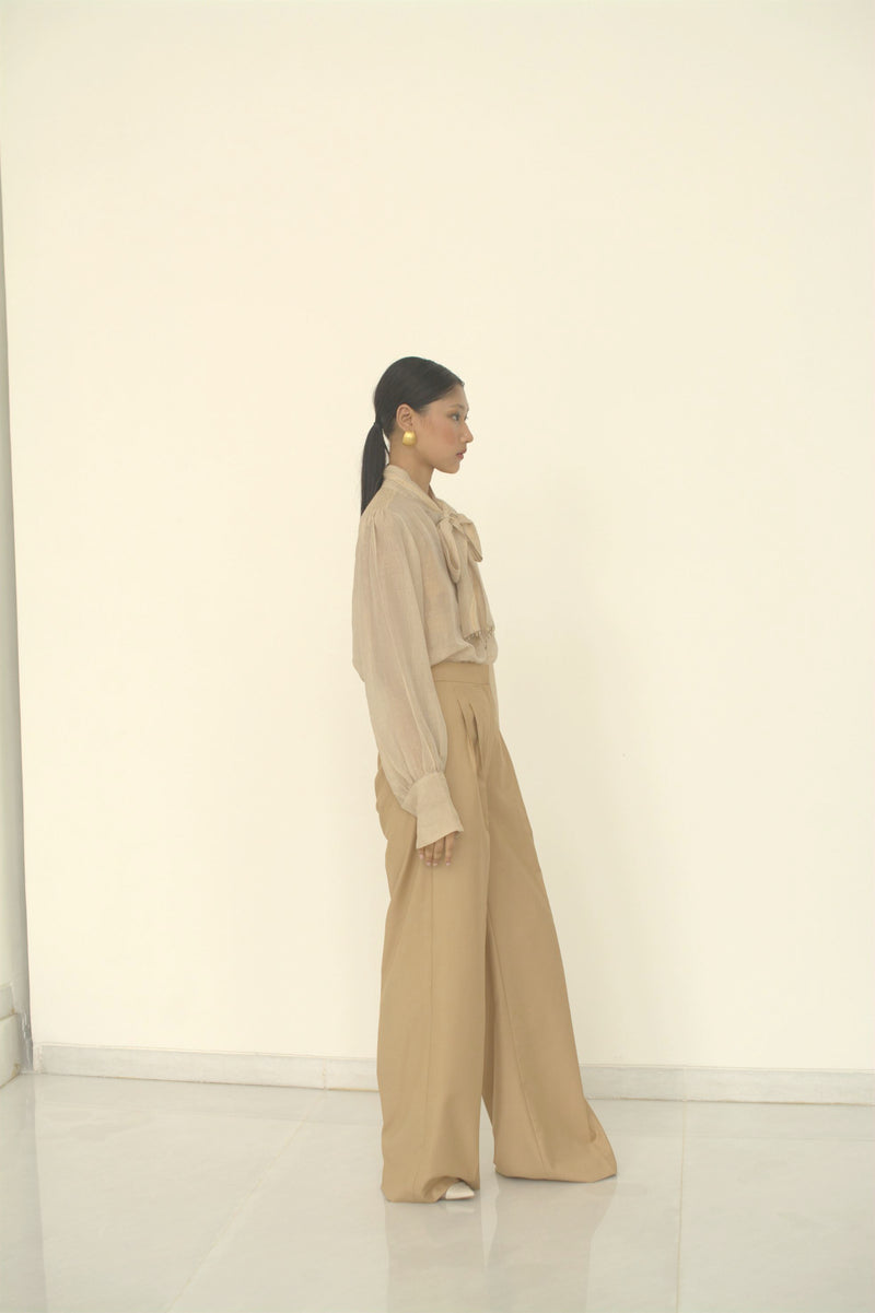 New Season Summer to Fall 2024-Pants Wide Leg Poly Cotton Beige-B/C/001-Suzanne-Fashion Edit Hemji - Shop Cult Modern