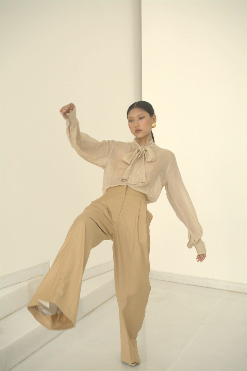 New Season Summer to Fall 2024-Pants Wide Leg Poly Cotton Beige-B/C/001-Suzanne-Fashion Edit Hemji - Shop Cult Modern