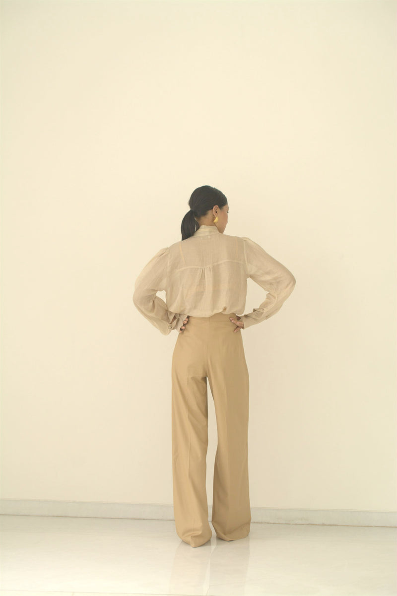 New Season Summer to Fall 2024-Pants Wide Leg Poly Cotton Beige-B/C/001-Suzanne-Fashion Edit Hemji - Shop Cult Modern