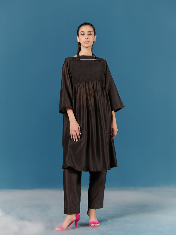 summer dress silk cotton smocked stripes yoke-fashion edit-after dark-83-ilk - Shop Cult Modern