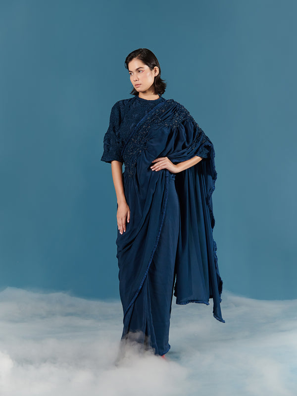summer sari silk embroidered smocked drape-fashion edit-after dark-87-ilk - Shop Cult Modern