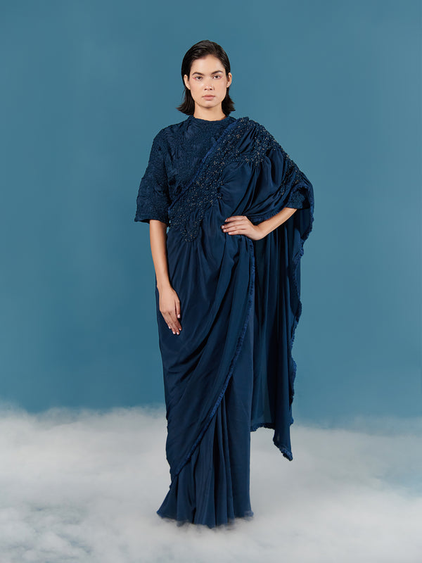 summer sari silk embroidered smocked drape-fashion edit-after dark-87-ilk - Shop Cult Modern