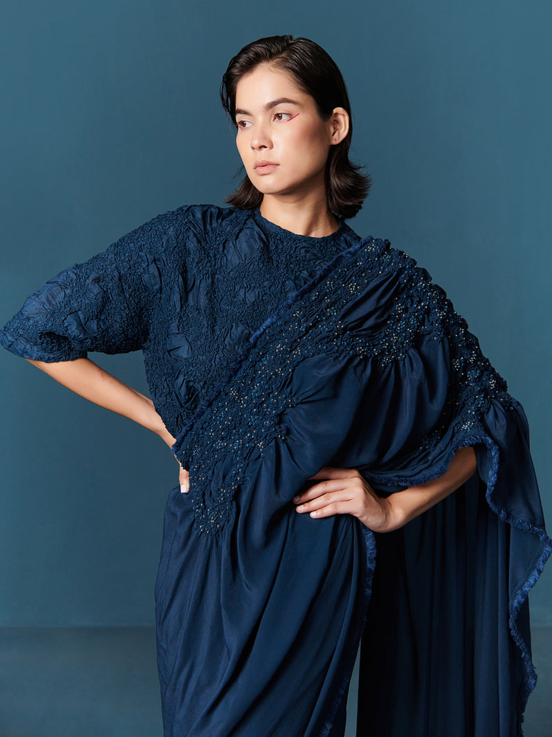 summer sari silk embroidered smocked drape-fashion edit-after dark-87-ilk - Shop Cult Modern