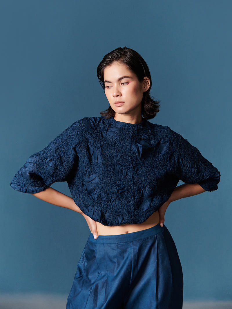 summer top cropped silk smocked hem-fashion edit-after dark-88-ilk - Shop Cult Modern