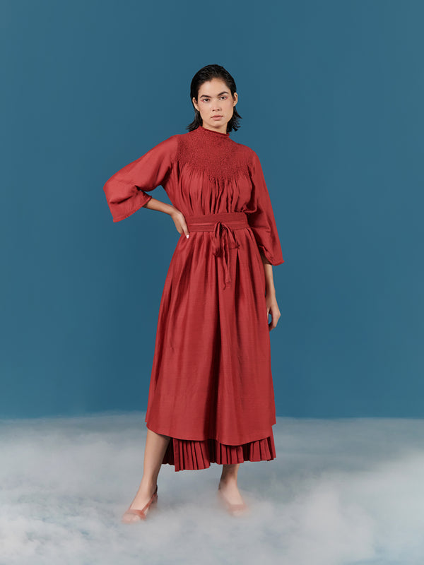 summer dress silk smocked with obi belt-fashion edit-after dark-90-ilk - Shop Cult Modern