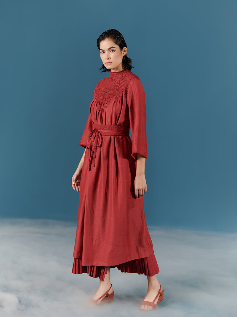 summer dress silk smocked with obi belt-fashion edit-after dark-90-ilk - Shop Cult Modern