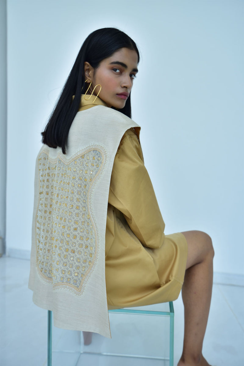 New Season Summer to Fall 2024-Overlay Embellished Cotton Citrine-E/C/056-Suzanne-Fashion Edit Hemji - Shop Cult Modern