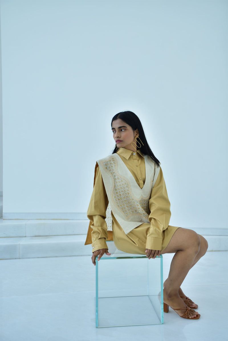 New Season Summer to Fall 2024-Overlay Embellished Cotton Citrine-E/C/056-Suzanne-Fashion Edit Hemji - Shop Cult Modern