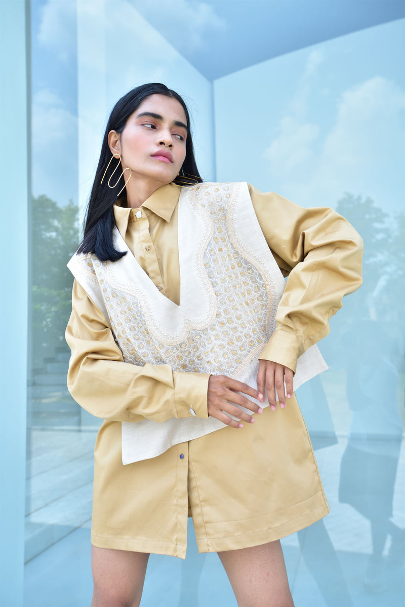 New Season Summer to Fall 2024-Overlay Embellished Cotton Citrine-E/C/056-Suzanne-Fashion Edit Hemji - Shop Cult Modern