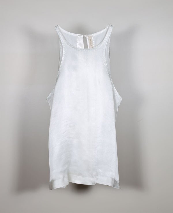 New Season Summer to Fall 2023-Top Racer Relaxed Fit Silk White-W/S/011-Suzanne-Fashion Edit Hemji - Shop Cult Modern
