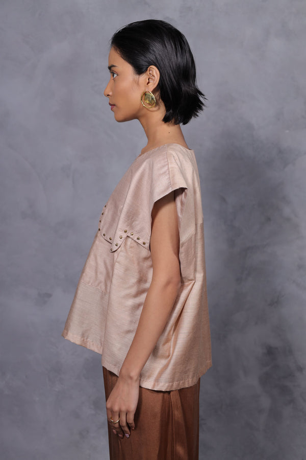 New Season Summer to Fall 2023--Top Embroidered Yoke Silk Off White-CH2/08-Senso-Fashion Edit Hemji - Shop Cult Modern