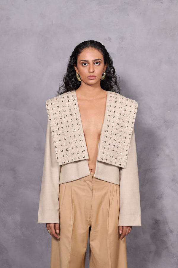New Season Summer to Fall 2023--Jacket Embroidered Wool Off White-CH2/16-Senso-Fashion Edit Hemji - Shop Cult Modern