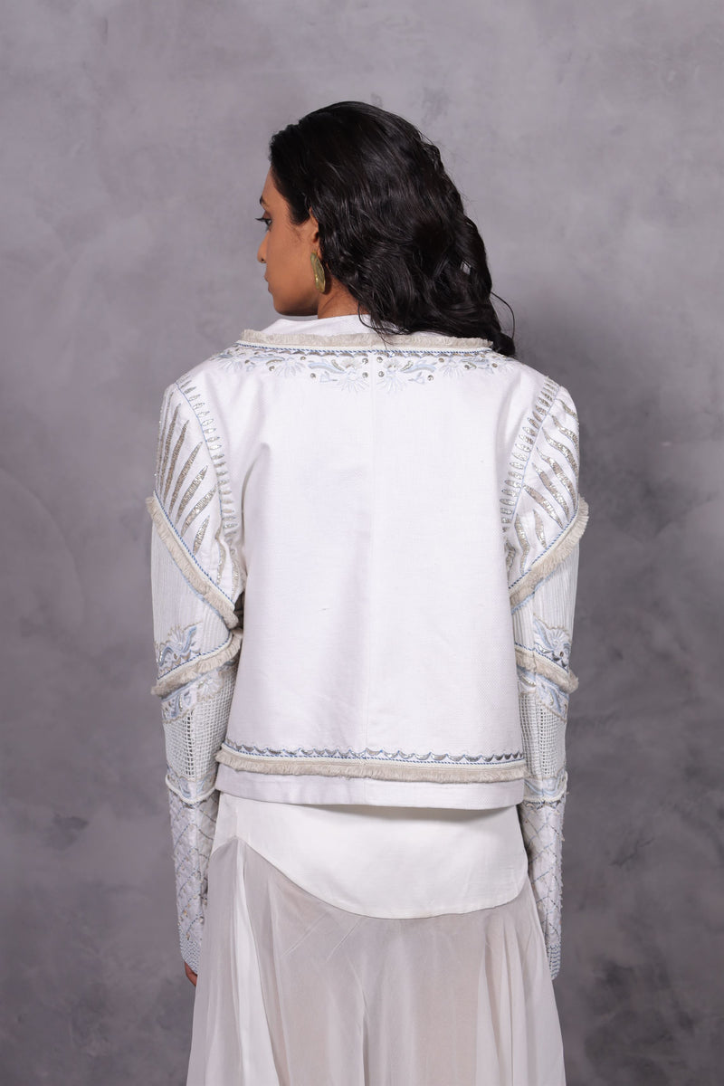 New Season Summer to Fall 2023-Limited Edition-Jacket Embroidered Linen White-CH2/18-Senso-Fashion Edit Hemji - Shop Cult Modern