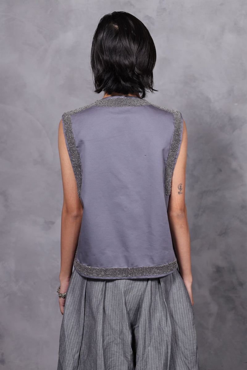 New Season Summer to Fall 2023--Jacket Coat Embroidered Cotton Midnight Grey-CH2/05-Senso-Fashion Edit Hemji - Shop Cult Modern