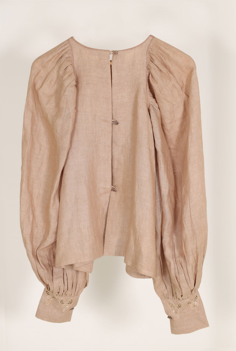 New Season Summer to Fall 2024-Top Flouncy Linen Beige-BG/L/052-Suzanne-Fashion Edit Hemji - Shop Cult Modern