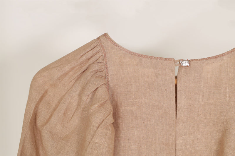 New Season Summer to Fall 2024-Top Flouncy Linen Beige-BG/L/052-Suzanne-Fashion Edit Hemji - Shop Cult Modern