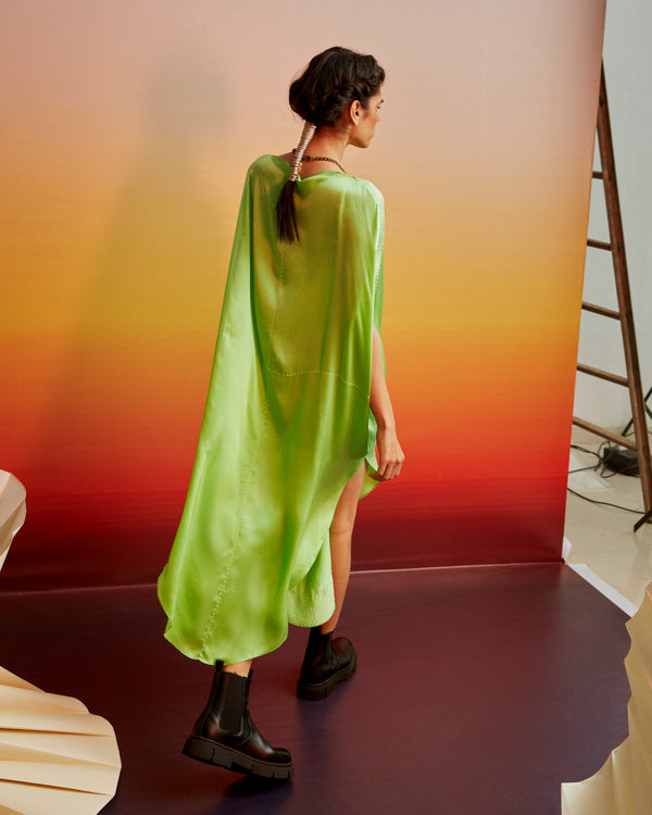 Summer Dress Long-Silk-Siba-S-pink-lime-50L-Fashion Edit Ajna Vana-Ituvana - Shop Cult Modern