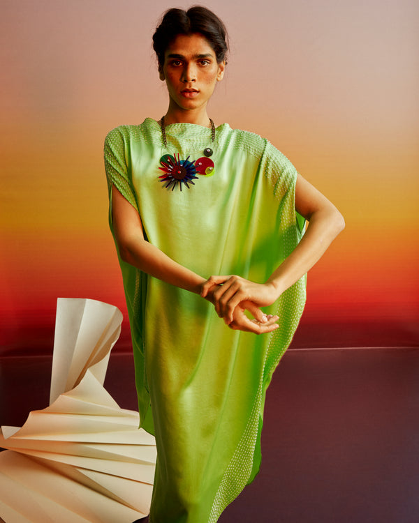 Summer Dress Long-Silk-Siba-S-pink-lime-50L-Fashion Edit Ajna Vana-Ituvana - Shop Cult Modern