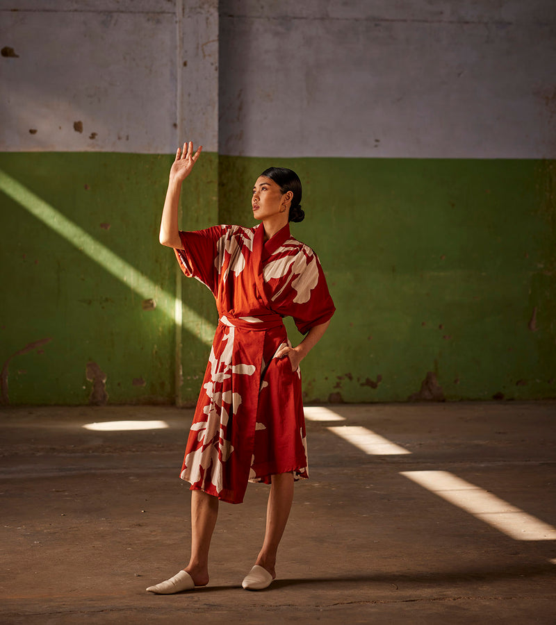 Summer Dress Cotton Red-Fashion Edit Indian Summer-KW824-Khara Kapas - Shop Cult Modern