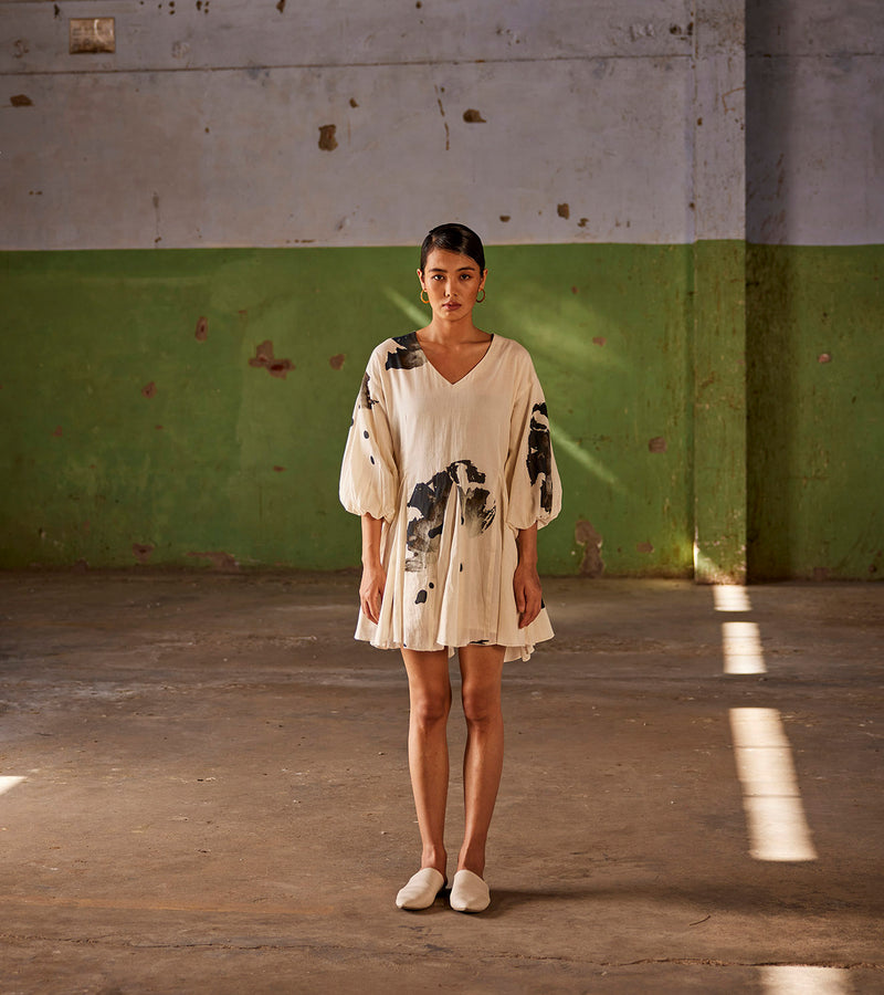 Summer Dress Cotton Flares-Off White-Fashion Edit Indian Summer-KW826-Khara Kapas - Shop Cult Modern
