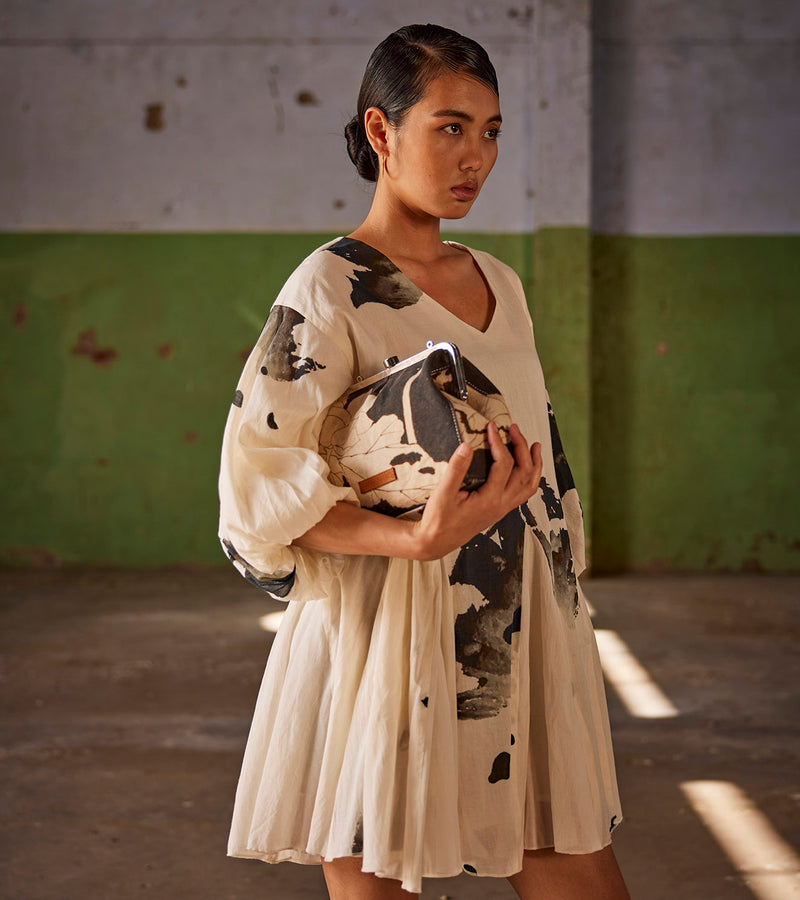 Summer Dress Cotton Flares-Off White-Fashion Edit Indian Summer-KW826-Khara Kapas - Shop Cult Modern