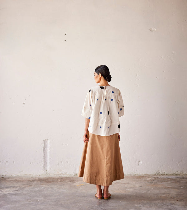 Summer Blouse Cotton Gathers-Off White-Fashion Edit Indian Summer-KW810-Khara Kapas - Shop Cult Modern