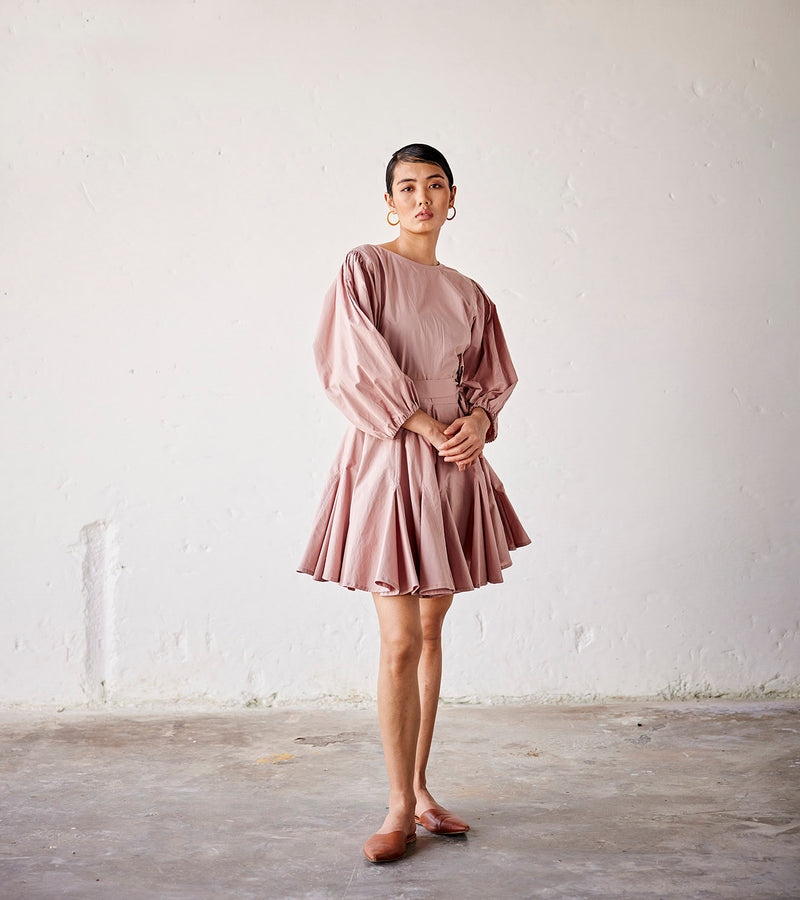Summer Dress Poplin Flares-Primrose Pink-Fashion Edit Indian Summer-KW832-Khara Kapas - Shop Cult Modern