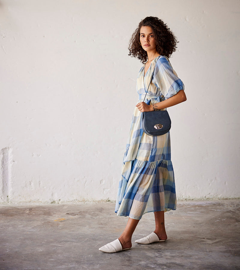 Summer Dress Cotton Wrap-Blue-Fashion Edit Indian Summer-KW833-Khara Kapas - Shop Cult Modern