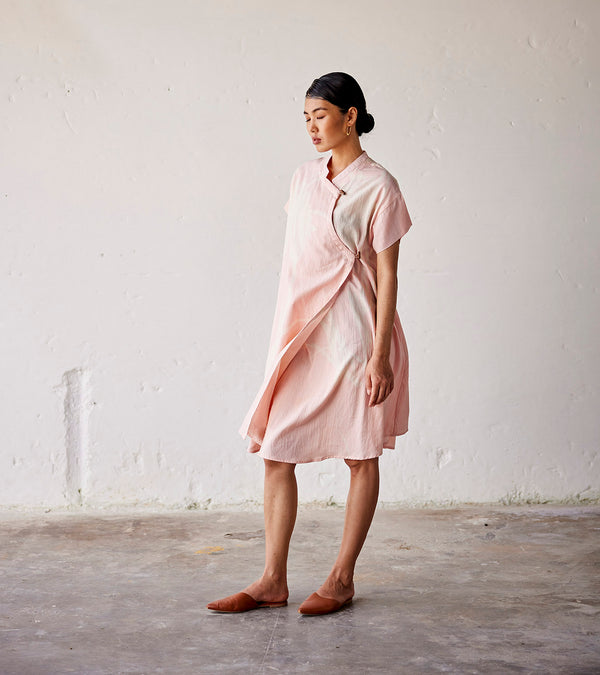 Summer Dress Cotton Overlap-Pink-Fashion Edit Indian Summer-KW834-Khara Kapas - Shop Cult Modern