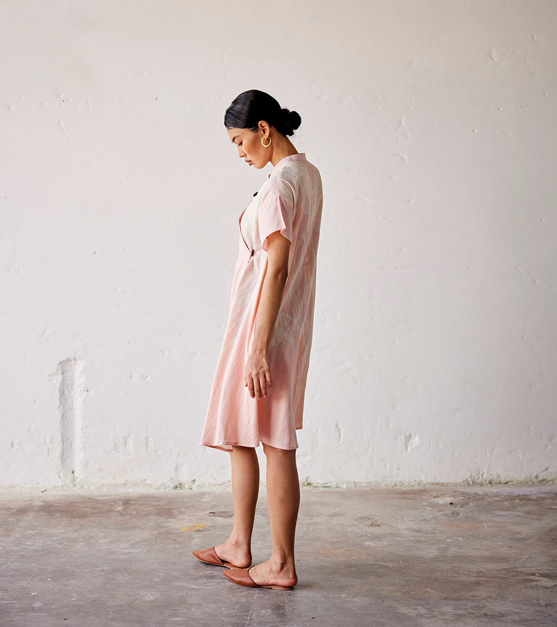 Summer Dress Cotton Overlap-Pink-Fashion Edit Indian Summer-KW834-Khara Kapas - Shop Cult Modern