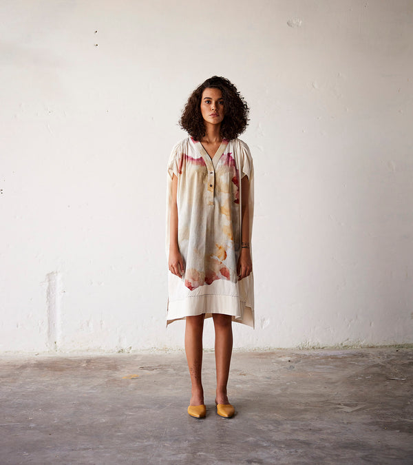 Summer Kaftan Dress Cotton Off White-Fashion Edit Indian Summer-KW835-Khara Kapas - Shop Cult Modern