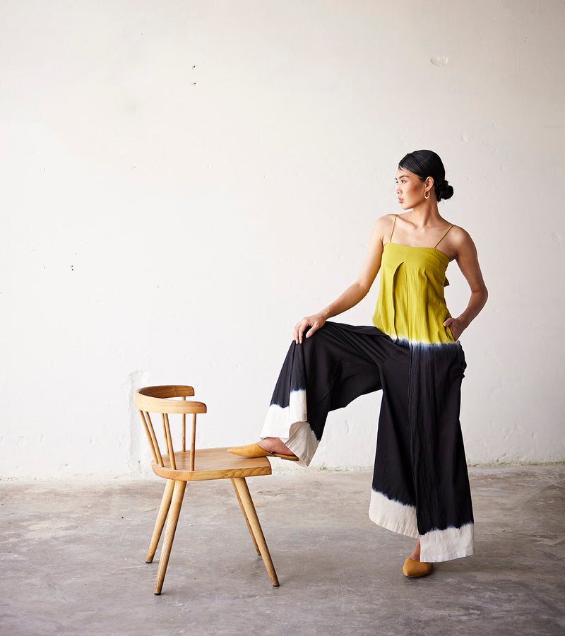 Summer Jumpsuit Cotton Pleat-Black Ombre-Fashion Edit Indian Summer-KW784-Khara Kapas - Shop Cult Modern