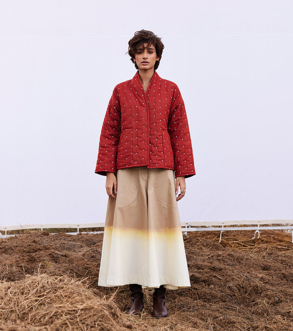 New Season Spring Summer 2024-Jacket-Cotton Mul Amber Brick red-KW897-Fashion Edit Diana by Khara Kapas - Shop Cult Modern