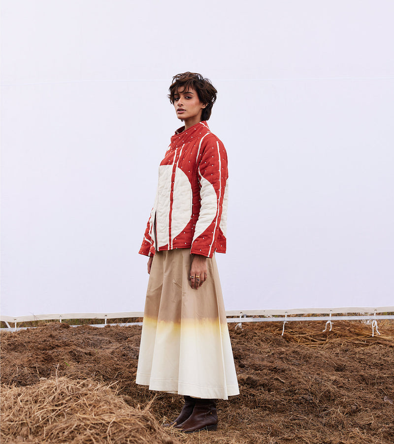New Season Spring Summer 2024-Jacket-Cotton Mul Redwood Brick red-KW898-Fashion Edit Diana by Khara Kapas - Shop Cult Modern