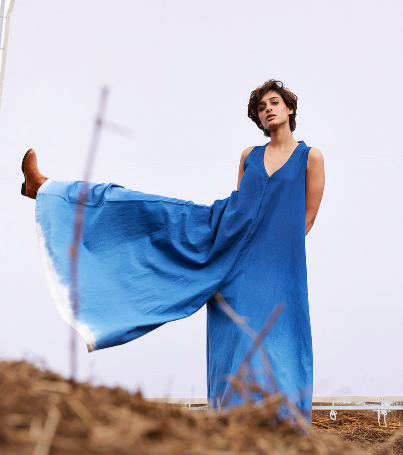 New Season Spring Summer 2024-Jumpsuit-Khadi Marine Blue-KW917-Fashion Edit Diana by Khara Kapas - Shop Cult Modern