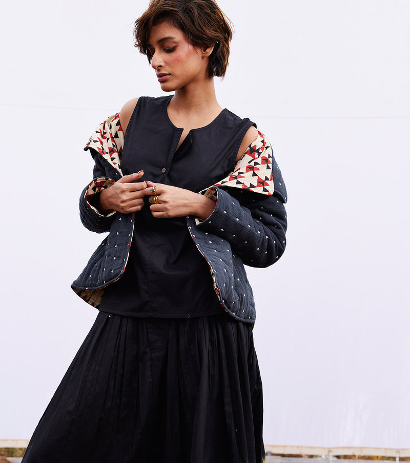 New Season Spring Summer 2024-Jacket-Gauge cotton Coal Charcoal black-KW907-Fashion Edit Diana by Khara Kapas - Shop Cult Modern