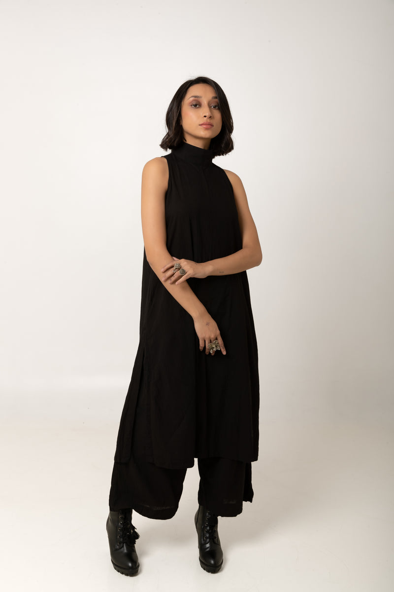 New Season Summer/Fall 2024-Tunic Easy-Fit Muslin Cotton Kari Black -Ka-Sha - Fashion Edit Aseem - Shop Cult Modern