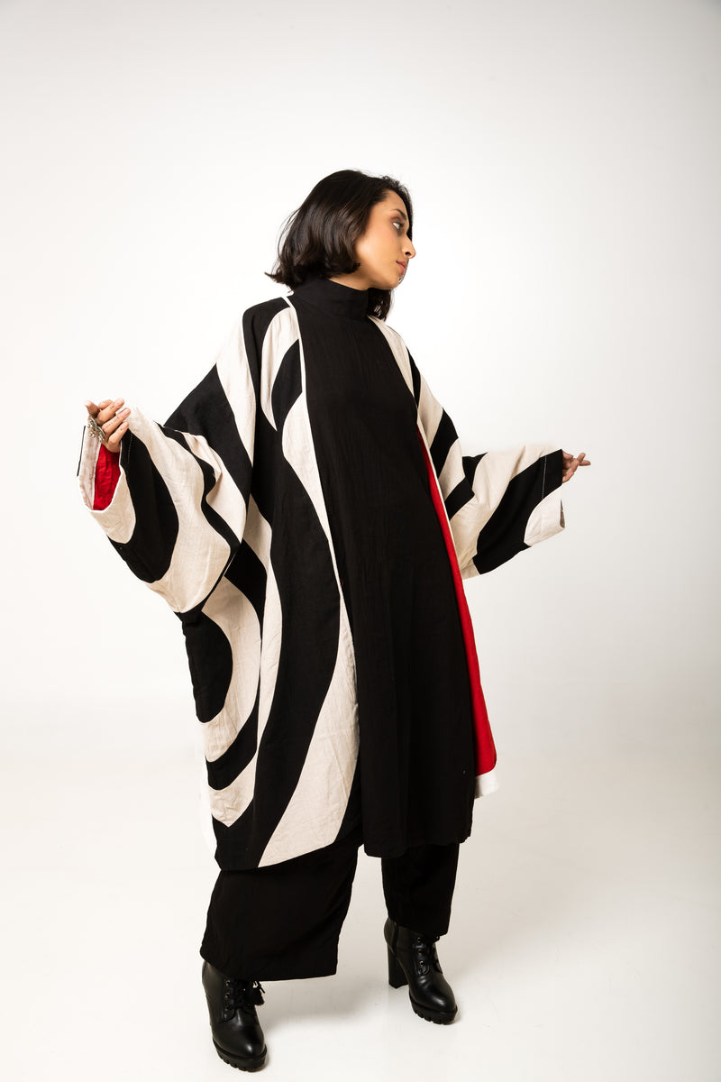 New Season Summer/Fall 2024-Jacket Oversized Kora Cotton Moma Black White -Ka-Sha - Fashion Edit Aseem - Shop Cult Modern