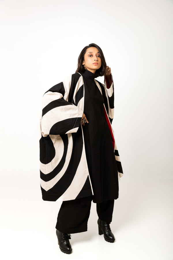 New Season Summer/Fall 2023-Jacket Oversized Kora Cotton Moma Black White -Ka-Sha - Fashion Edit Aseem - Shop Cult Modern