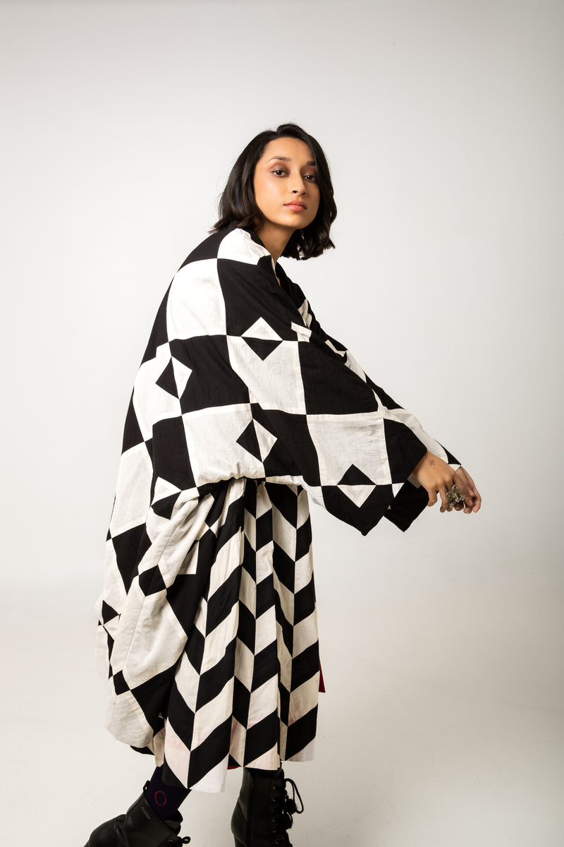 New Season Summer/Fall 2023-Jacket Oversized Cotton Doma Black White -Ka-Sha - Fashion Edit Aseem - Shop Cult Modern