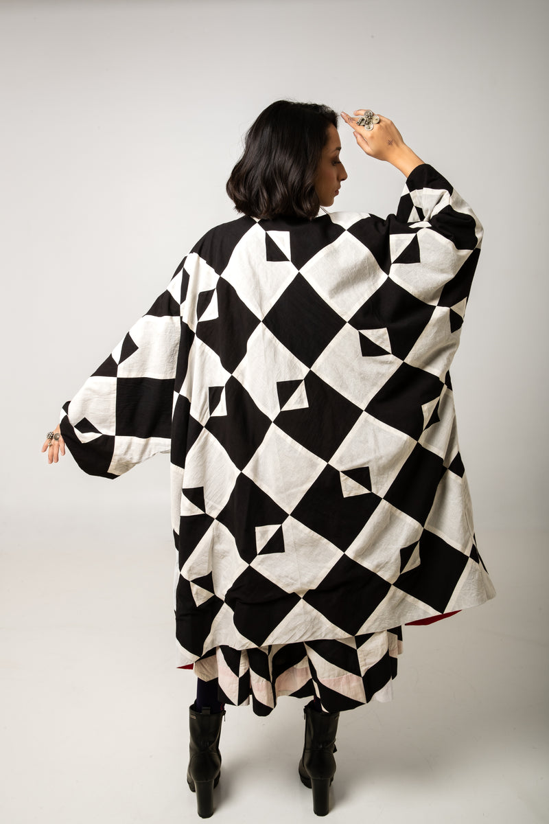 New Season Summer/Fall 2023-Jacket Oversized Cotton Doma Black White -Ka-Sha - Fashion Edit Aseem - Shop Cult Modern