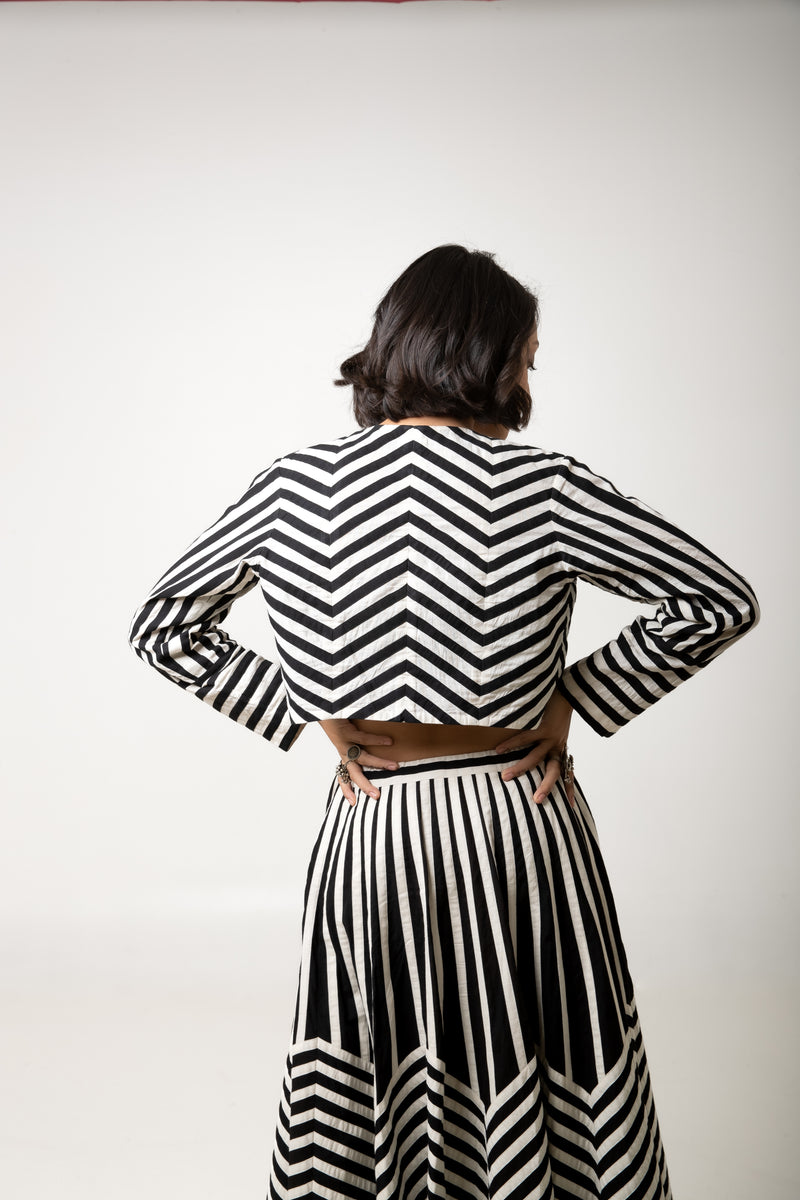 New Season Summer/Fall 2023-Skirt Flared Cotton Rachana Black White -Ka-Sha - Fashion Edit Aseem - Shop Cult Modern